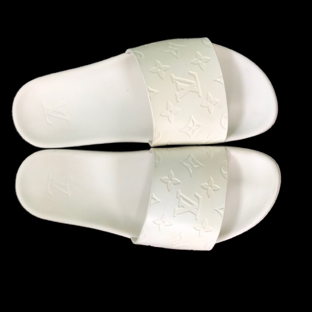 Louis Vuitton Mens White Open Toe Beach Slip-on Slide Sandals Size 7 W/ Coa - Picture 4 of 16